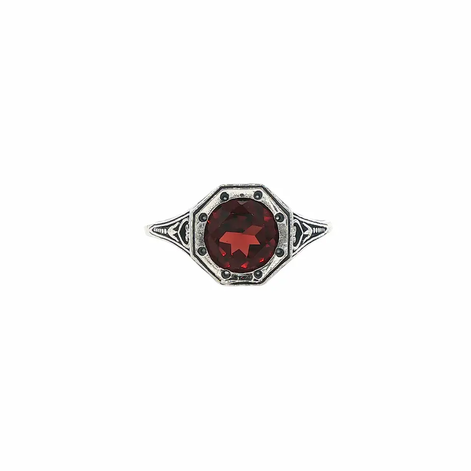 Silver Garnet Ring