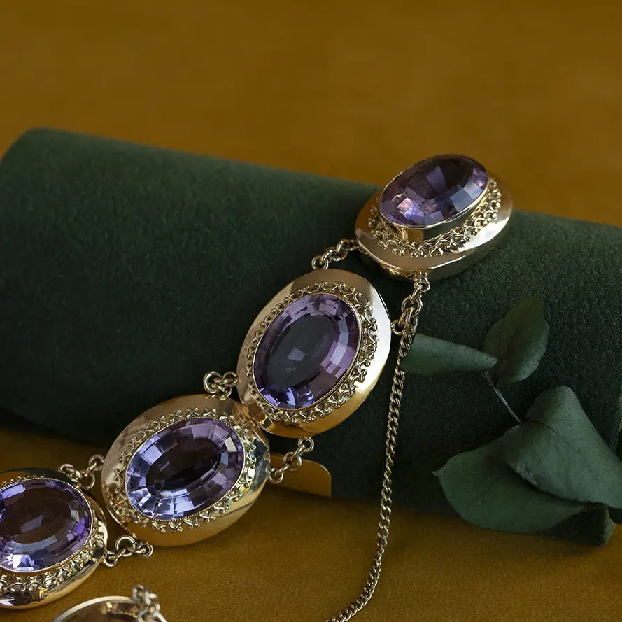 Vintage 14K Gold Amethyst Bracelet