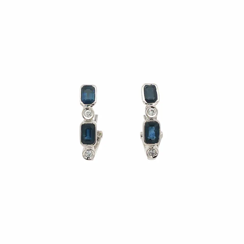 Vintage 18K White gold Sapphire Earrings