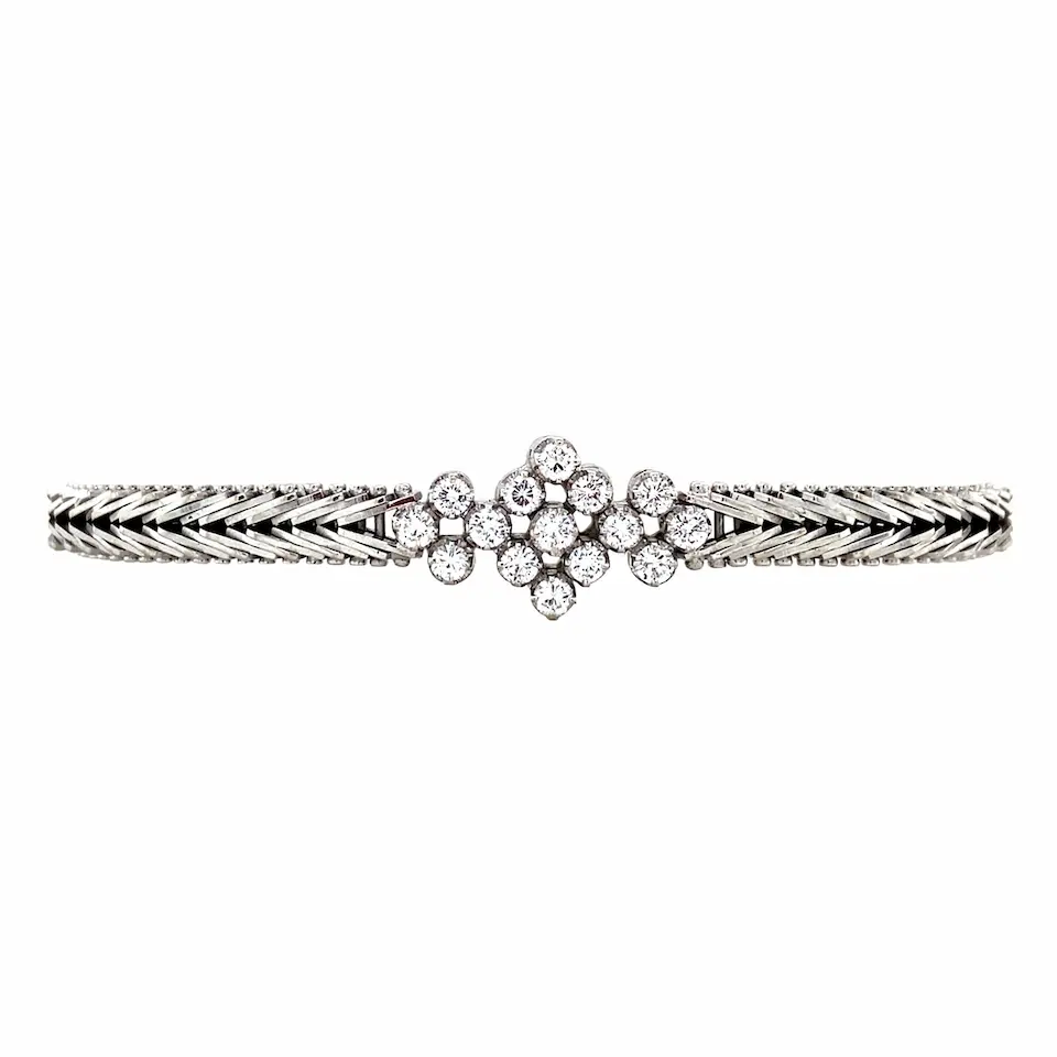 Vintage 14K White gold Diamond Bracelet