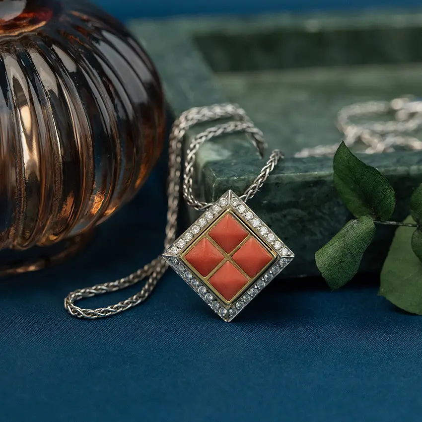 Vintage 18K White gold Overige edelstenen Necklace