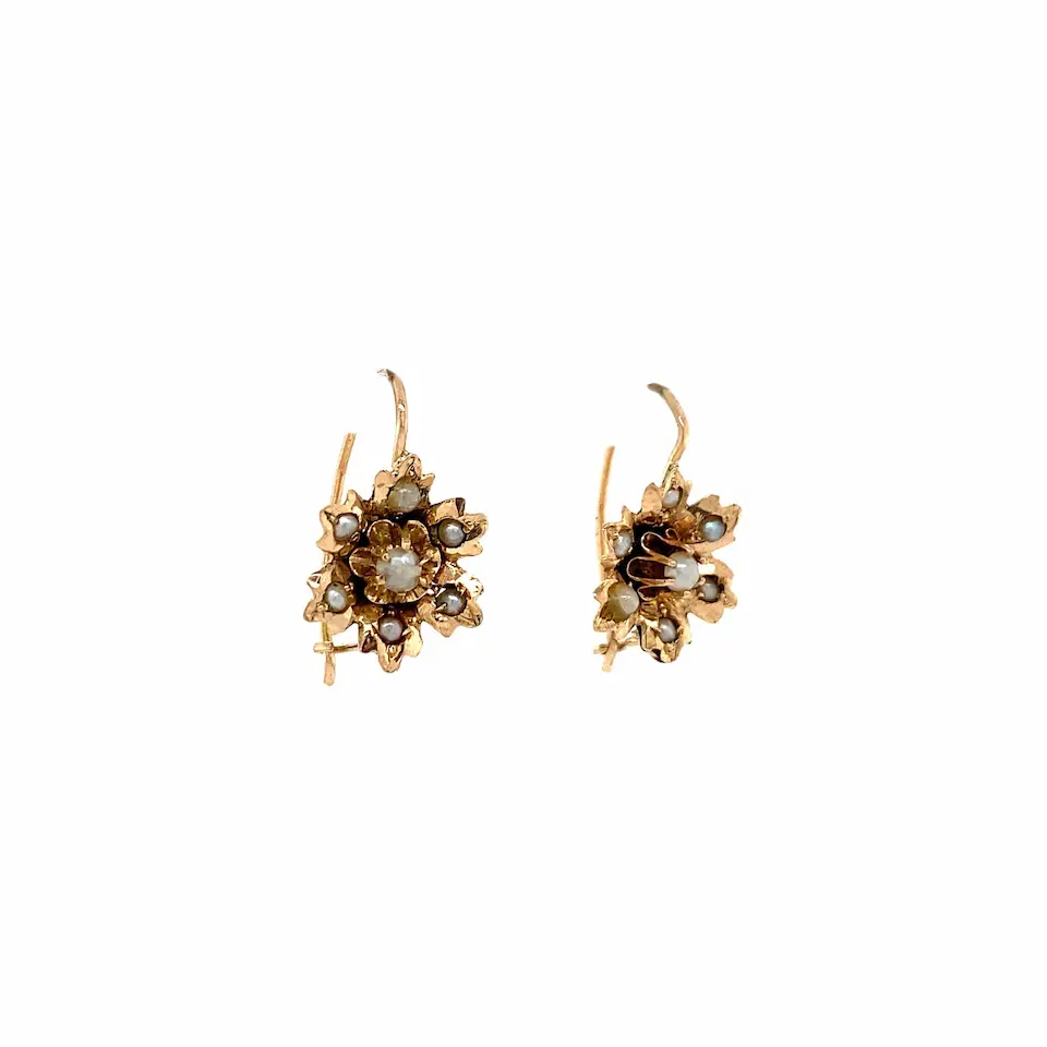 Vintage 14K Gold Pearl Earrings