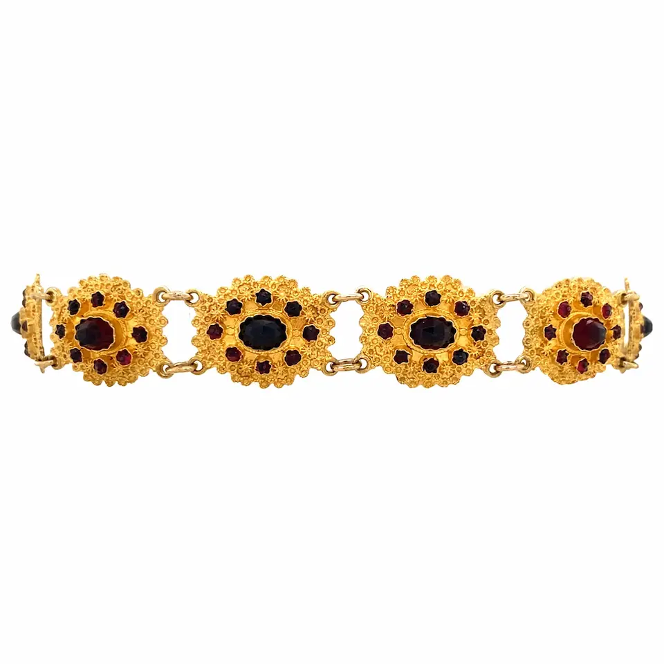 Vintage 14K Gold Garnet Bracelet