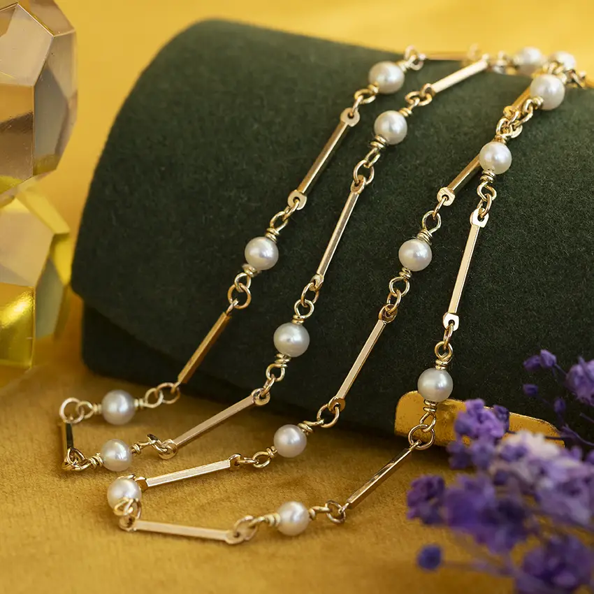 Vintage 14K Gold Pearl Necklace