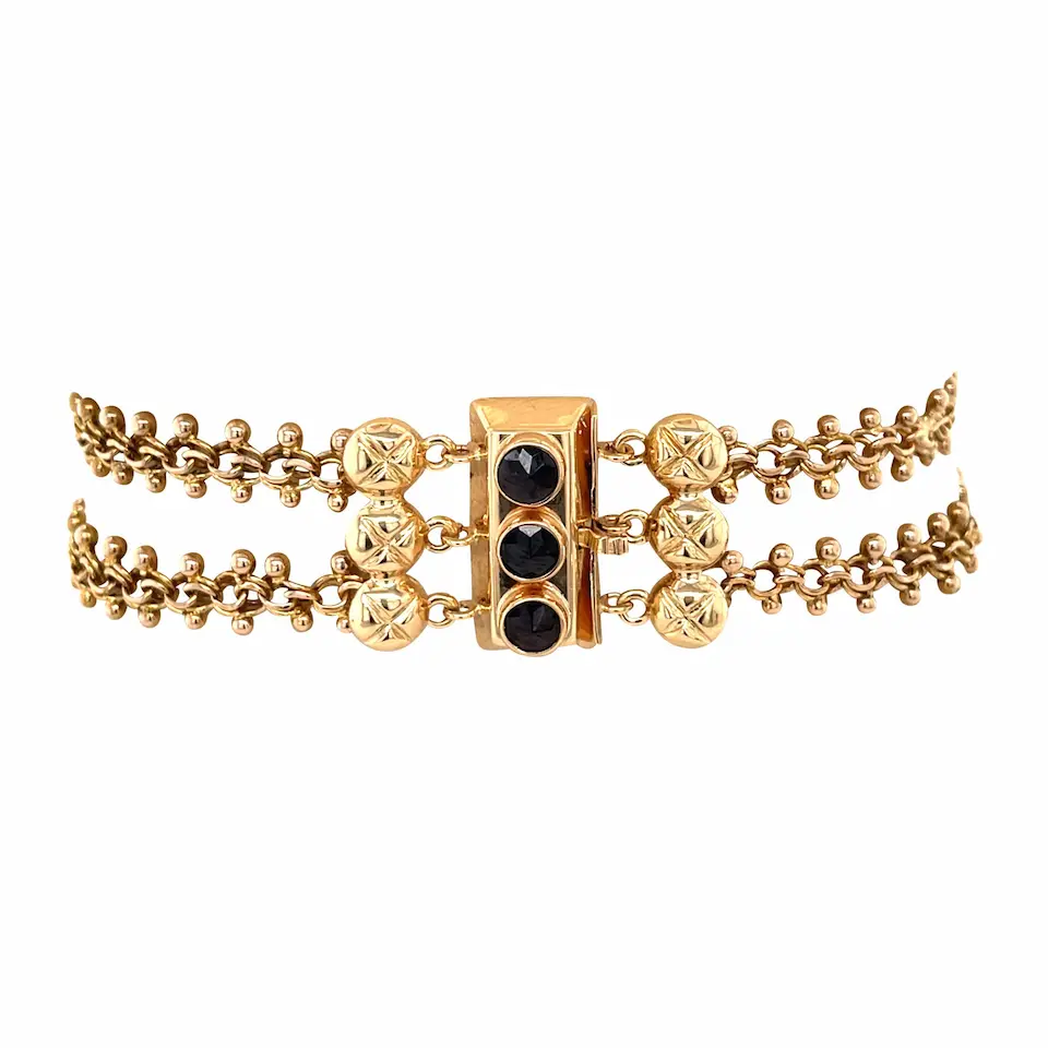 Vintage 14K Gold Garnet Bracelet
